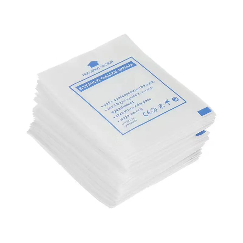 Hisopo de gasa médica no tejida estéril de 6 capas, compresa absorbente, 100% algodón, sin rayos x, 32s