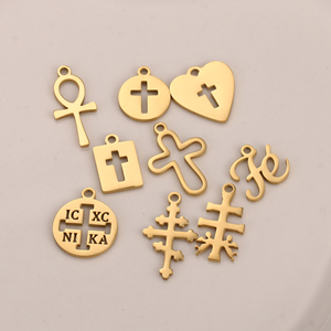 Colgantes Religiosos de Cruz Ortodoxa, Redondos, Cuadrados y con Forma de Corazón, de Acero Inoxidable, para Hacer Joyería y Collares - Product Image 6