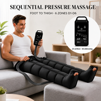 Masseur de jambes à compression d'air à 6 chambres, 23 niveaux de pression, 30 à 250 mmHg, 5 modes, contrôle intelligent, récupération complète des jambes
