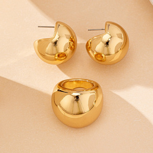 Nuevos pendientes redondos, conjunto de joyas de anillo, pendientes franceses para mujer - Product Image 2