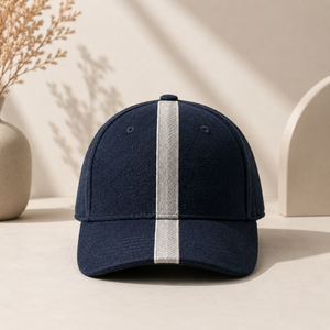 Injae Custom <b>Navy</b> Stripes Luxury 6 Panel Structured <b>Baseball</b> <b>Cap</b> 3D Embroidered Sporty Image Unisex Cotton Sports Adjustable - Product Image 1