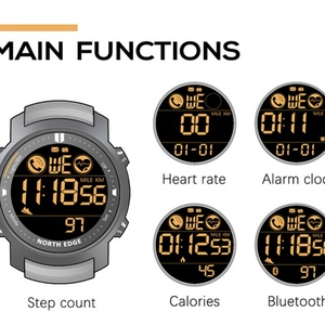 Montre numérique pour homme NORTH EDGE Laker, sportive, étanche 50 m, podomètre, montre connectée, moniteur de fréquence cardiaque, bracelet Android - Product Image 4