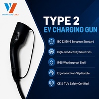 Câble de charge pour véhicule électrique de type 2 certifié CE TUV, 32A 22kW triphasé IP55, câble noir en TPU pour intérieur, pour véhicule électrique