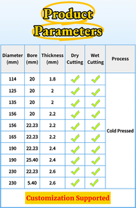 Lame diamantée industrielle pour découpeuses à disque - Bord segmenté, OEM disponible, garantie 3 ans pour la découpe de maçonnerie et de béton armé - Product Image 6