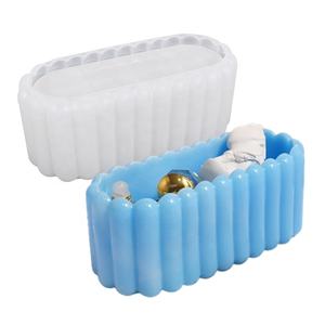 3D pas cher <span class=keywords><strong>large</strong></span> ligne verticale surface ellipsoïdale rectangle forme silicone bricolage résine pot vase bougie pot moule - Product Image 1