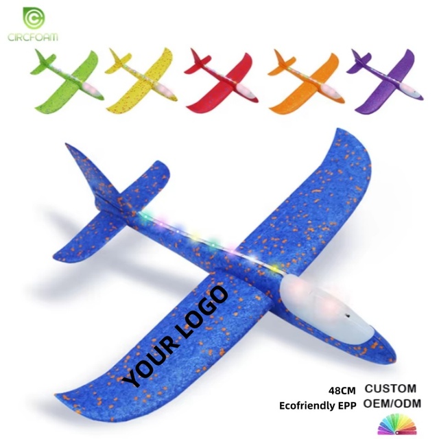 Circfoam 48cm EPP Foam Glider Plane Toy Children Outdoor Sport Game Hand-Thrown LED Light Airplane Toy for Kids