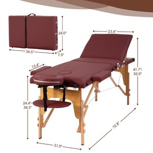 Yongteng, portátil, 3 secciones, plegable, de madera, Camillas De Masajes, mesa De masaje y salón De belleza, Spa, cama De pestañas, cama De masaje - Product Image 4