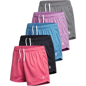 FOXA Women's Athletic Mesh Shorts 5 Inch Inseam Loose <b>Pull</b> On With Zipper Pockets Breathable Workout Shorts - Product Image 1