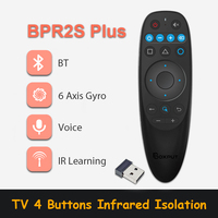 BOXPUT BPR2S Plus 2.4g BT Souris Air Sans Fil Double Mode Télécommande 6 Axes Gyroscope Voix Apprentissage IR OTA pour Android Smart TV Box