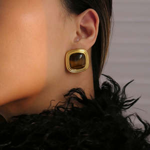 Pendientes de Aro con Diseño de Ojos de Gato y Puntos de Tigre Gypsy NYY, Chapados en Oro de 18k, Hipoalergénicos, de Acero Inoxidable, Estilo Dazan INS - Product Image 2