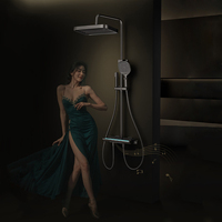 Système de douche haute pression affichage de la température thermostatique LED ensemble de douche à clé de piano à 4 fonctions