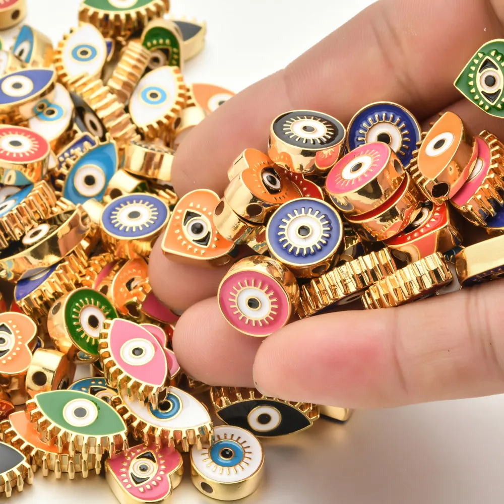 Boho Style Enamel Blue Eye Metal Designer DIY Accessories Cute Eye Charms Beads for Jewelry Necklace Bracelet Making