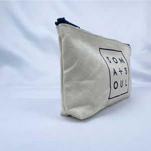 Pochette en toile avec fermeture éclair, sac cosmétique personnalisé, grand sac portable pour pinceaux de maquillage avec fermeture éclair dorée personnalisée - Product Image 2