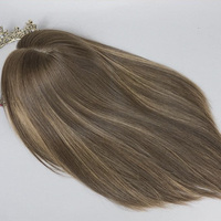 Toppers de cheveux humains européens de qualité supérieure pour femmes, couleur ombrée brun miel, 100% cheveux humains vierges, topper pour perte de cheveux chez la femme