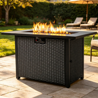 Table de foyer extérieur en acier Corten de 44 pouces, au propane, avec pare-vent en verre, chauffage de terrasse 50000 BTU, écologique, livraison gratuite aux États-Unis