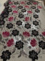 Dernière Nouveauté : Tissu de Luxe Brodé de Paillettes et Perles de Bolivie, Dentelle Française Faite Main de Haute Qualité pour Mariage ou Soirée