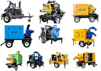 Pompe à eau diesel 10 pouces 12 pouces, grand débit, refroidie par eau, 4 cylindres, pour eaux usées municipales, unité de pompe d'urgence portable