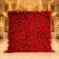 Mur de fleurs artificielles 3D personnalisé 8x8 en tissu blanc avec roses et gypsophile pour décoration de mariage, panneau enroulable