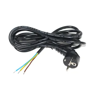 EU 3pin Kabel Daya AC Kabel Stripped End Kabel Terbuka 1.5M dengan Groundwire Schuko Kabel Ekstensi Utama untuk Soket Listrik