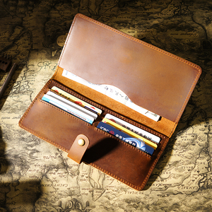AIGUONIU <span class=keywords><strong>Portefeuille</strong></span> de <span class=keywords><strong>chéquier</strong></span> en cuir véritable Hommes/Femmes Personnalisé Vintage Crazy Horse Design Protection RFID Fermeture ouverte-Vente en gros - Product Image 3