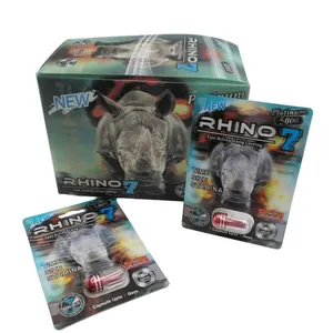 Sıcak satış Rhino kapsül erkek geliştirme hapları ambalaj stokta kağıt teşhir standı kutu 3D Extreme 9000 Rhino kart