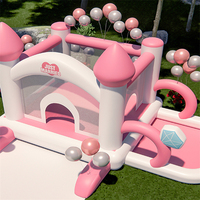 Mini rose fête de mariage enfants blanc château gonflable saut maison Moonwalk videur avec toboggan Combo pour enfants saut amusant