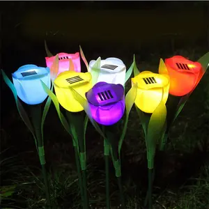 Luces LED solares de tulipán para decoración de exteriores, lámpara de estaca de jardín, adornos DIY