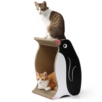 Maison pour chat en carton écologique personnalisée en gros, motif pingouin