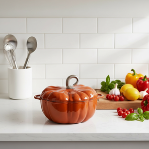 Olla Clásica <span class=keywords><strong>de</strong></span> Hierro Fundido Esmaltado en Forma <span class=keywords><strong>de</strong></span> Calabaza, Apta <span class=keywords><strong>para</strong></span> Lavavajillas, Multifuncional, Compatible con Inducción y Gas, Ideal <span class=keywords><strong>para</strong></span> Sopas y Guisos <span class=keywords><strong>de</strong></span> <span class=keywords><strong>Carne</strong></span> - Product Image 4