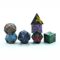 Ensemble de dés en métal Dragon arc-en-ciel coloré 7 pièces 16mm en alliage de Zinc D20 polyédrique pour les jeux du MDN Logo personnalisé