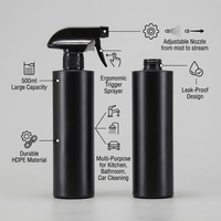 Vente en gros de flacons pulvérisateurs en plastique HDPE noir mat de 500 ml, à brume fine, pour désinfectant pour les mains, savon liquide et sérum pour la peau, rechargeables
