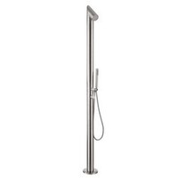 Colonne de douche extérieure autoportante en acier inoxydable SUS304 de qualité supérieure, design moderne, finition brossée, ensemble de douche pour piscine et plage