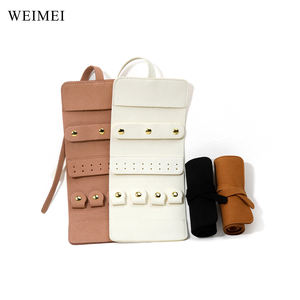 WEIMEI Compact Velours Bijoux Organisateur Rouleau Logo Personnalisé Stockage pour Bague Collier Bracelet Ensembles Durable Voyage-Friendly - Product Image 1