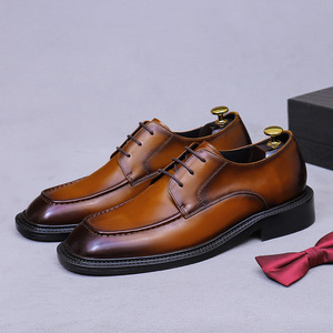 ASTON M.JAZZ Chaussures habillées décontractées pour hommes, faites à la main, de haute qualité, personnalisées, à bout carré, à lacets, respirantes, légères, patchwork, pour mariage et soirée - Product Image 1