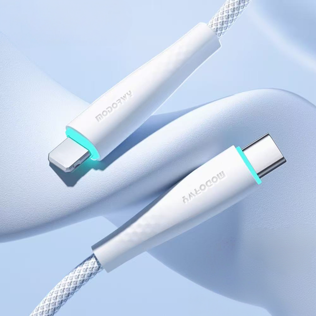 MODORWY Nylon Woven Braided Type-C Cable 1 Meter PD Fast Charging with LED Light for IOS Devices
