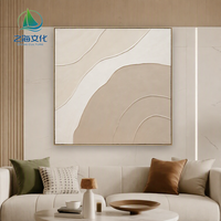 Peintures murales texturées ondulées peintes à la main, style minimaliste moderne, avec cadre doré, sur toile, pour la décoration du salon