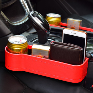Car Storage Organizer Leather Red For Center <b>Console</b> Armrest Box With Multiple Compartments - Product Image 1