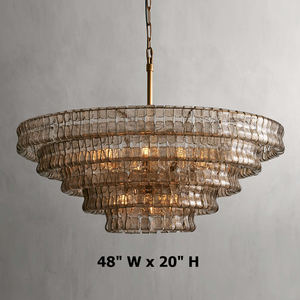 Lampadario di Lusso Moderno a Sospensione in Vetro Rotondo per Arredamento Casa Sala da Pranzo Soggiorno - Product Image 3