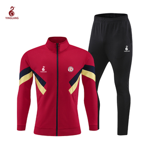Logo personnalisé pour hommes, vêtements d'entraînement de football et de jogging, ensemble de 2 pièces, maillot de football à fermeture éclair et design réfléchissant, survêtements à demi fermeture éclair - Product Image 2