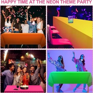 Nappe <span class=keywords><strong>de</strong></span> fête fluo HLC assortie, jetable, lumineuse, pour <span class=keywords><strong>table</strong></span> <span class=keywords><strong>de</strong></span> dessert, décoration <span class=keywords><strong>de</strong></span> <span class=keywords><strong>table</strong></span> - Product Image 6