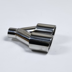 Embout d'échappement en acier inoxydable de 3.5 pouces Tuyau d'échappement modifié <span class=keywords><strong>Accessoires</strong></span> automobiles Tuyau d'échappement à double sortie Gorge de tuyau d'échappement - Product Image 2