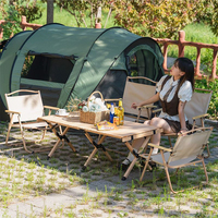 Ensemble de 5 chaises pliantes de camping et tables d'extérieur, table de pique-nique en bois portable, chaises pliantes pour événements, école et chambre