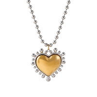 Collier chaîne à billes en argent Asu avec pendentif cœur plaqué or et trèfle à quatre feuilles, bijou tendance pour femme