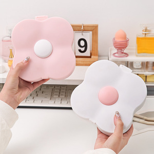 Four Leaf Clover Makeup <b>Mirror</b> With Storage Compartments Portable Desktop Organizer For Women And Students Pink And <b>White</b> - Product Image 4