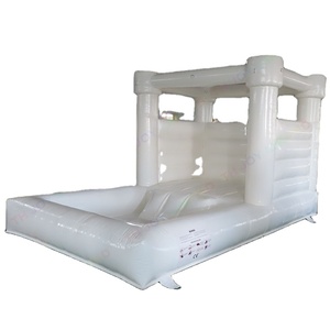 Castillo Inflable Blanco de 4x2.5m <span class=keywords><strong>con</strong></span> <span class=keywords><strong>Piscina</strong></span> de Pelotas para Niños Pequeños, Mini Castillo Inflable para <span class=keywords><strong>Alquiler</strong></span> - Product Image 1