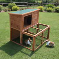 SDR012 Grand clapier à lapins avec nichoir, clapier à cage de canard à caille de lapin à 2 étages avec résistant aux intempéries pour arrière-cour
