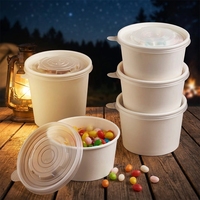 Contenants alimentaires et gobelets à soupe jetables en papier écologique recyclable à paroi simple de 8 oz à 24 oz avec logo personnalisé