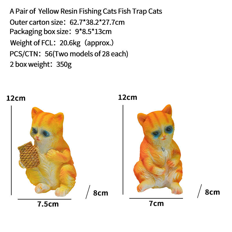 A Pair of  Yellow Resin Fishing Cats Fish Trap Cats