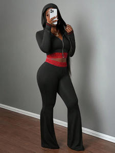 PEEQI K25L1168 Nuovo Completo Donna Primavera Autunno, Set Due Pezzi con <span class=keywords><strong>Pantaloni</strong></span> <span class=keywords><strong>Lunghi</strong></span> e Inserti in Pizzo, Sexy <span class=keywords><strong>Outfit</strong></span> Femminile 2026 - Product Image 3