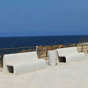 Fiberglass Outdoor <b>Bench</b> <b>2</b> <b>Seater</b> Contemporary Design Durable Park Patio Furniture - Product Image 1